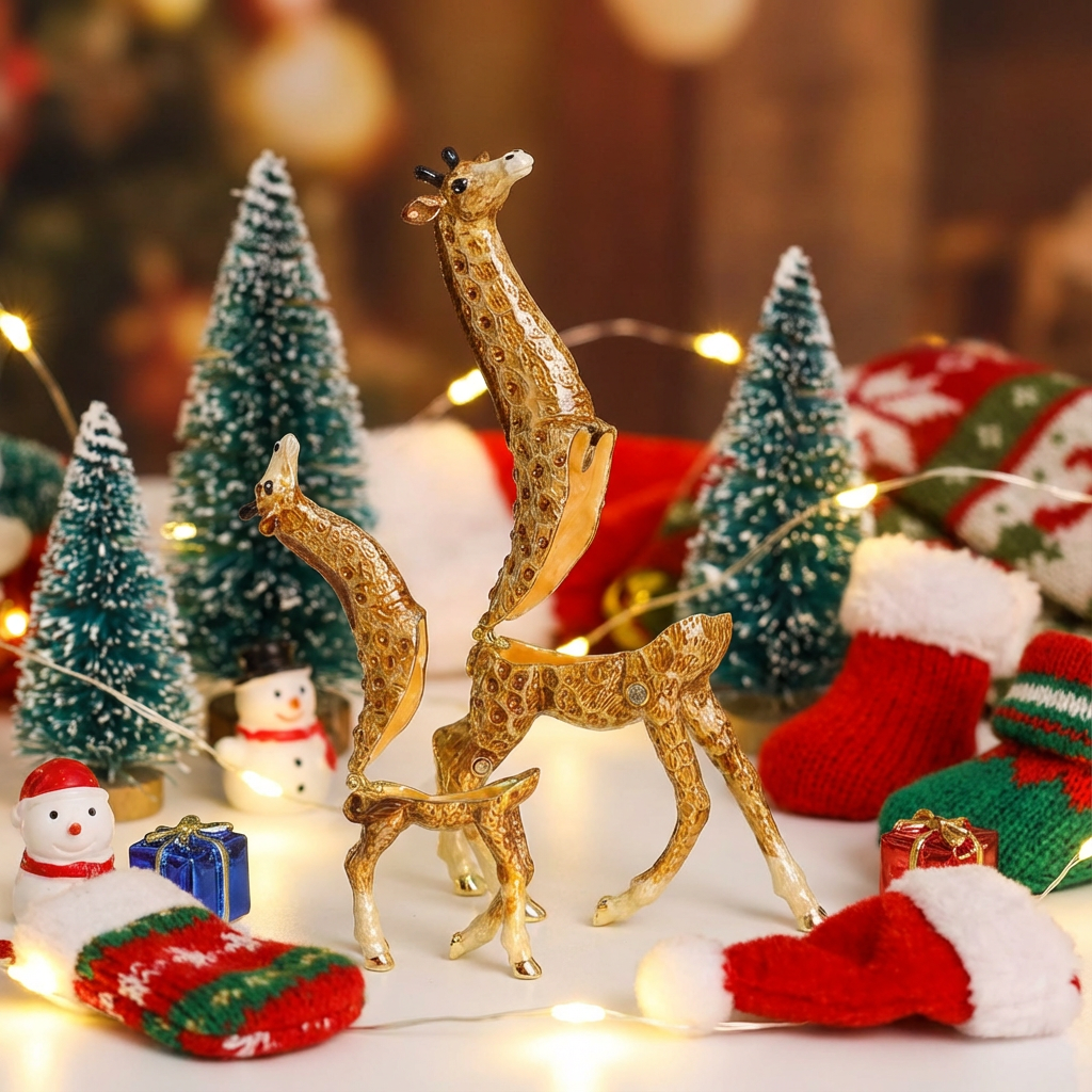 Mother & Baby Giraffe Trinket Box