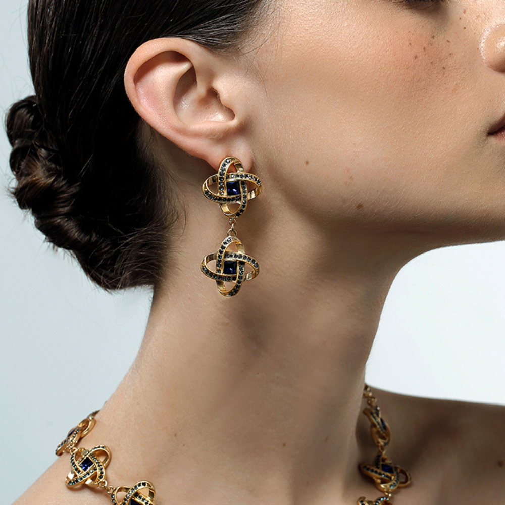 Vintage Midnight Knot Earrings