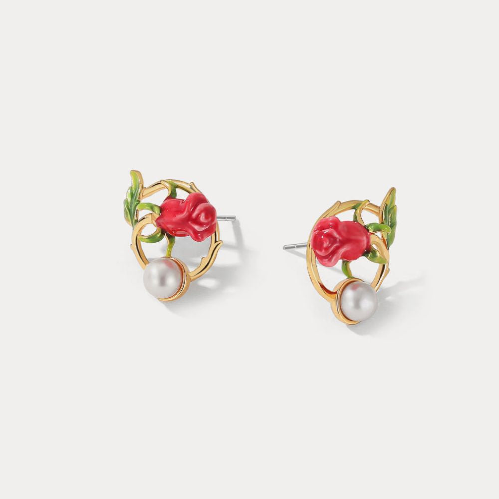 Red Rose Earrings