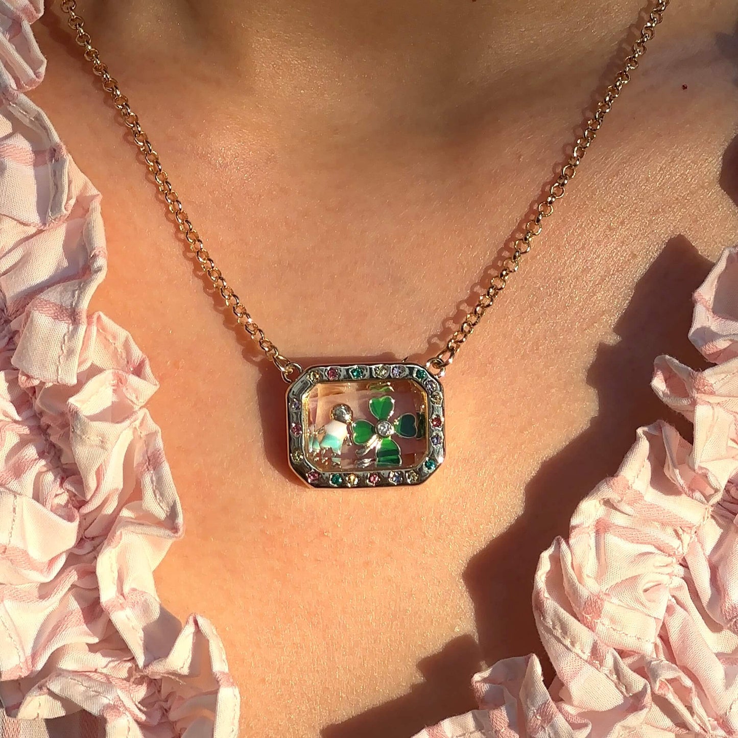 Personalized Rectangle Charm Box Necklace
