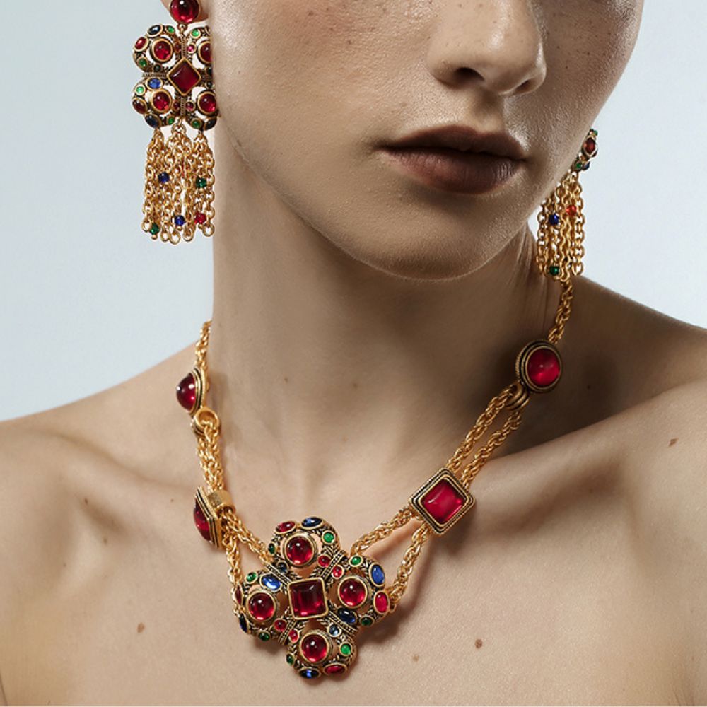 Vintage Scarlet Charm Necklace