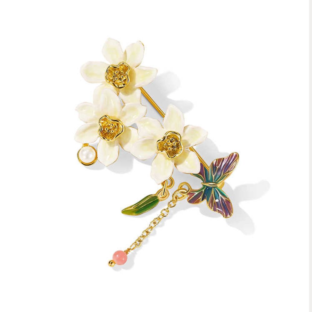 Daffodils & Butterfly Brooch