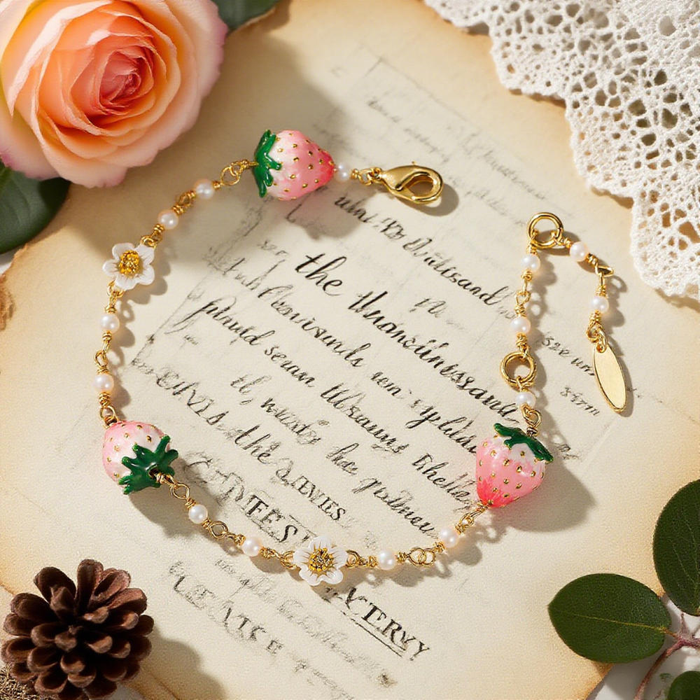 Pink Strawberry Bracelet