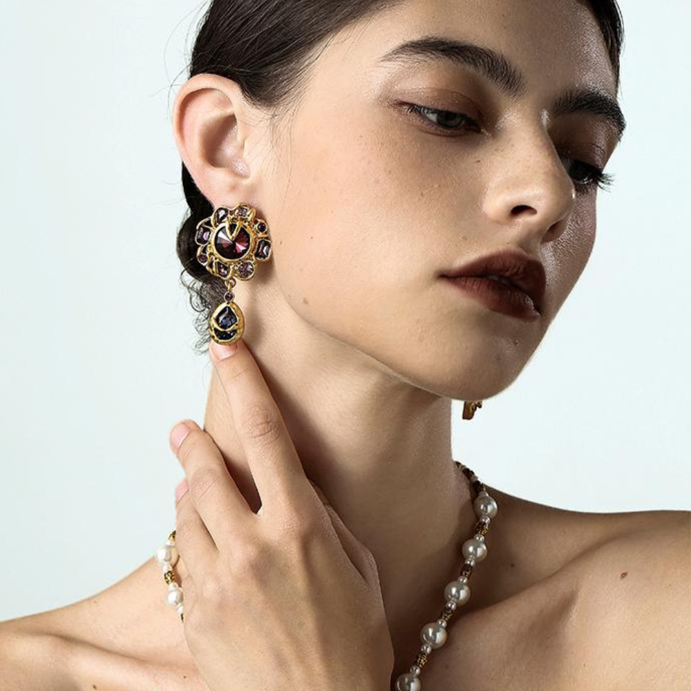 Vintage Royal Garnet Earrings