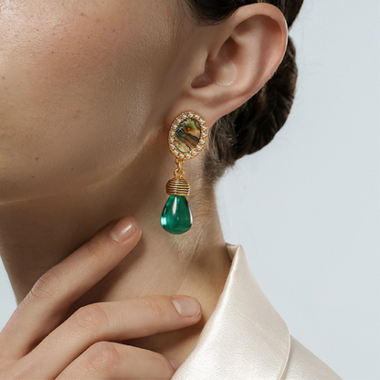 Vintage Emerald Glow Drop Earrings