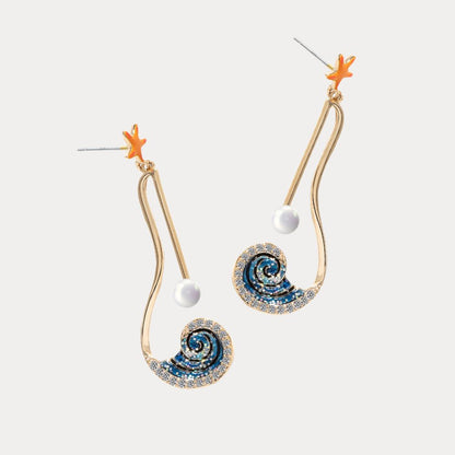 Starfish Wave Pearls Earring