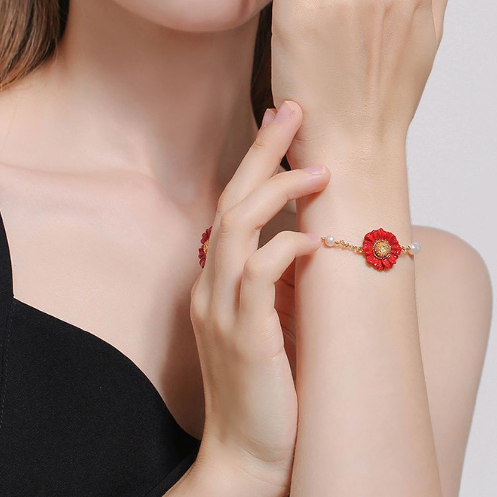 Red Daisy Bracelet