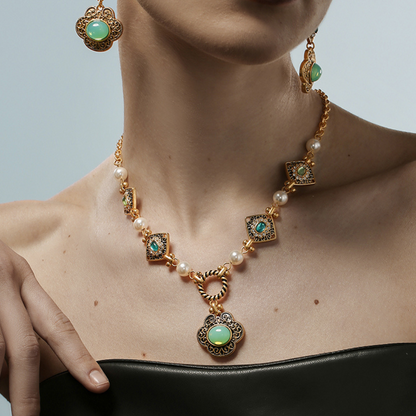 Vintage Green Gem Necklace