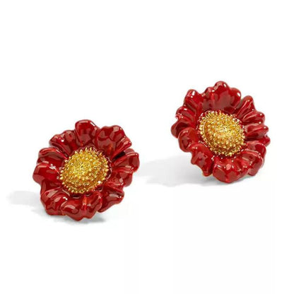 Red Daisy Stud Earring