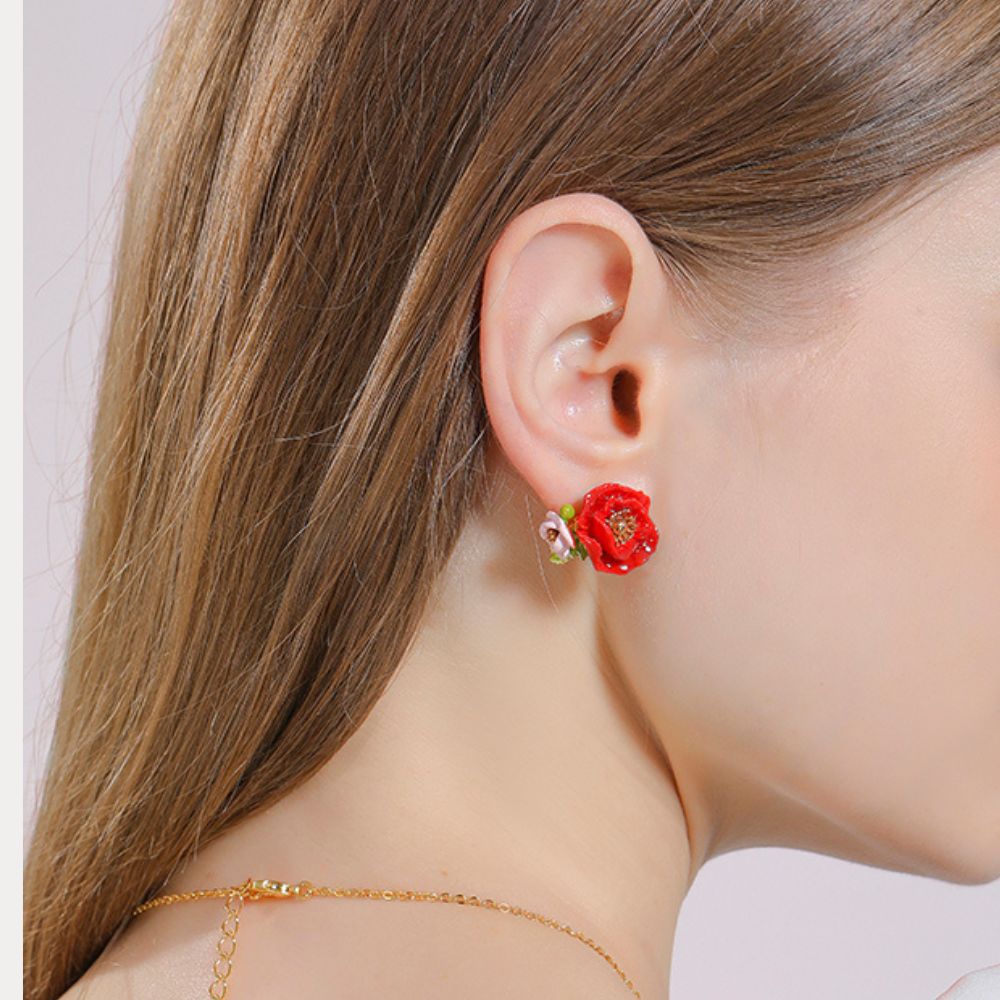 Corn Poppy Earring