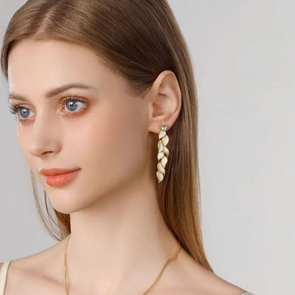 Golden Leaf Drop Earrings