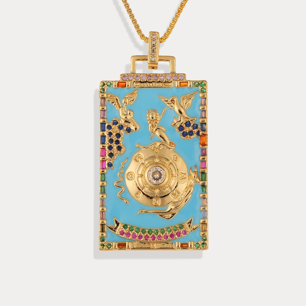 Tarot Card Necklace - Wheel of Fortune