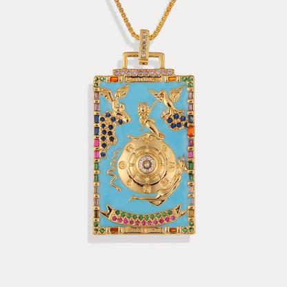 Tarot Card Necklace - Wheel of Fortune