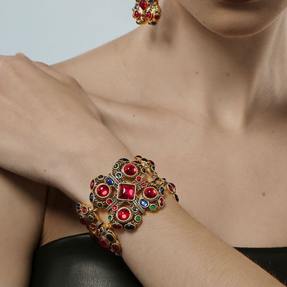 Vintage Scarlet Charm Cuff Bracelet