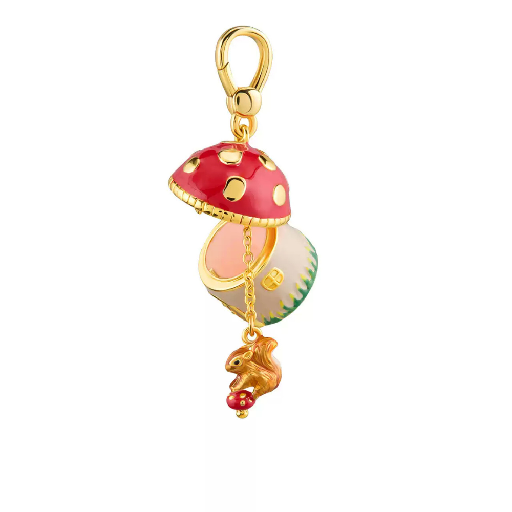 Mushroom House Squirrel Locket Pendant