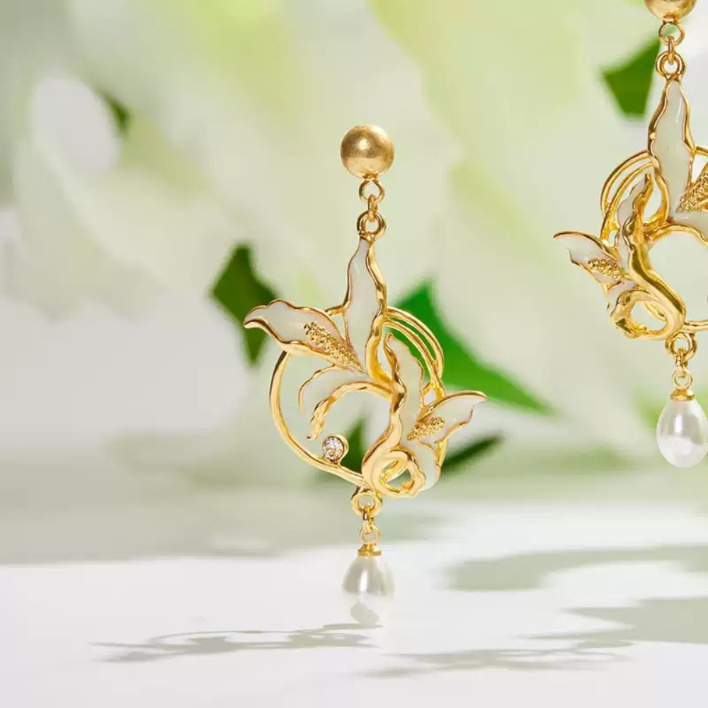 Golden Calla Lily Earrings