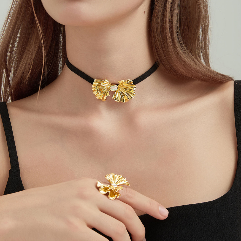 Gold Ginkgo Leaf Choker