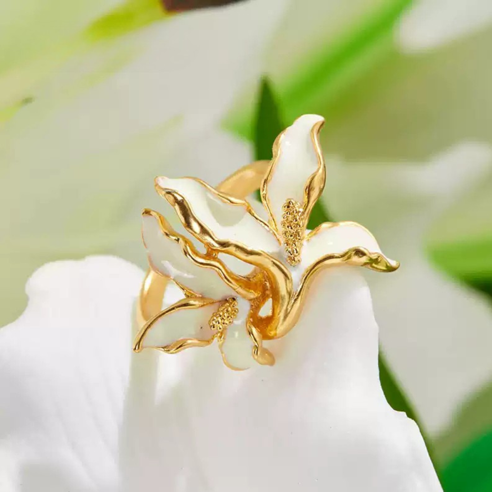 Golden Calla Lily Ring