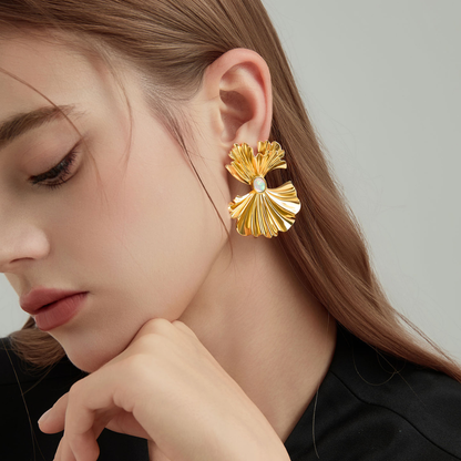 Gold Ginkgo Leaf Earrings