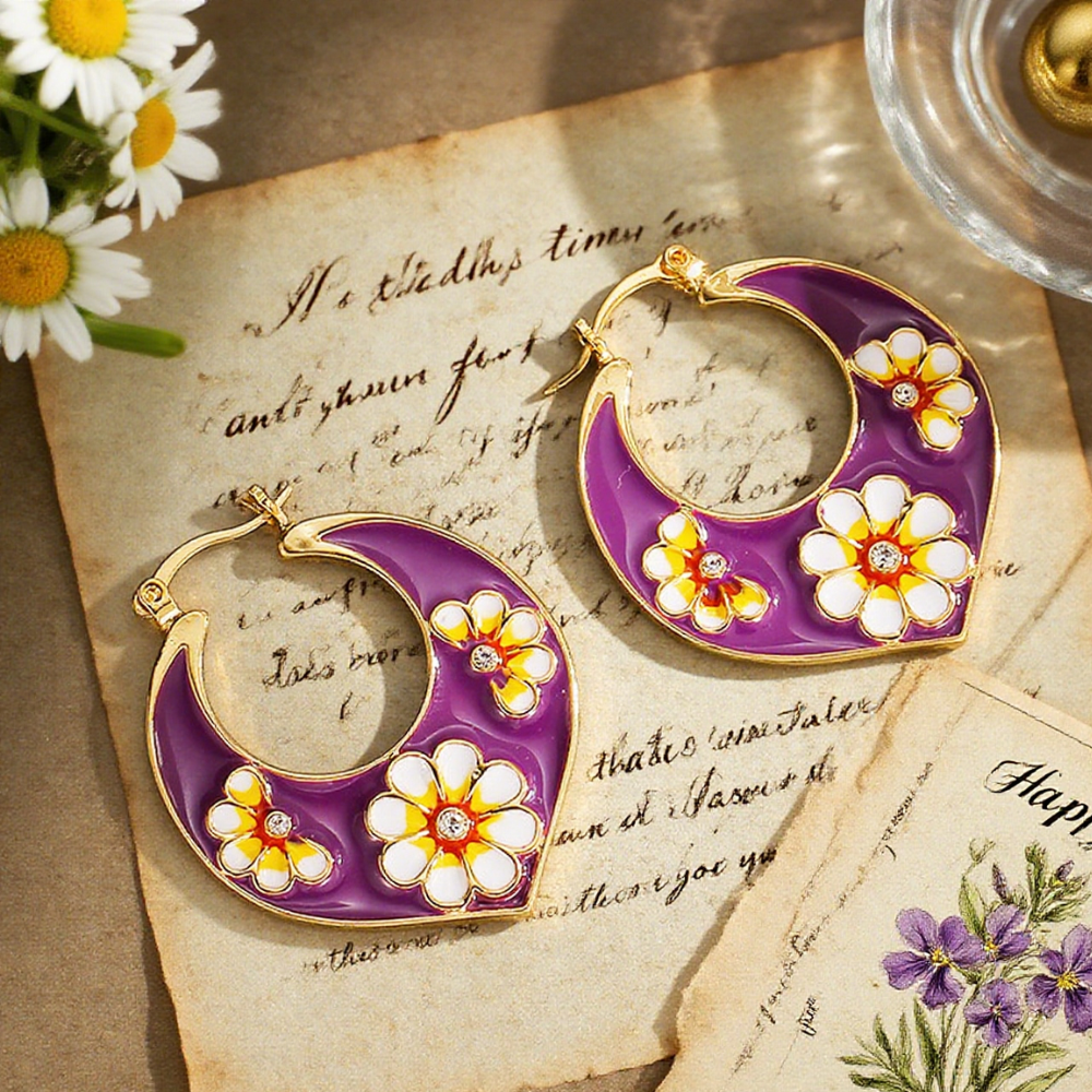 Daisy Crescent Earrings