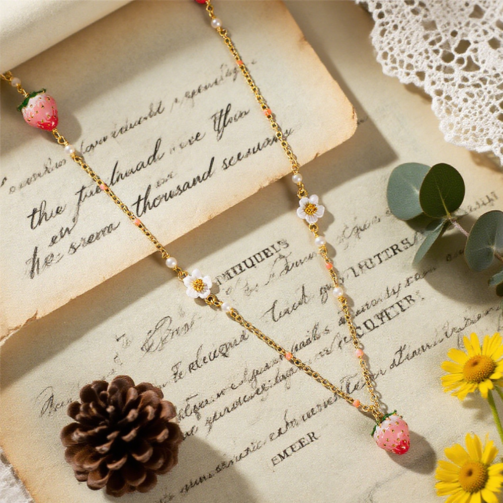 Pink Strawberry Necklace