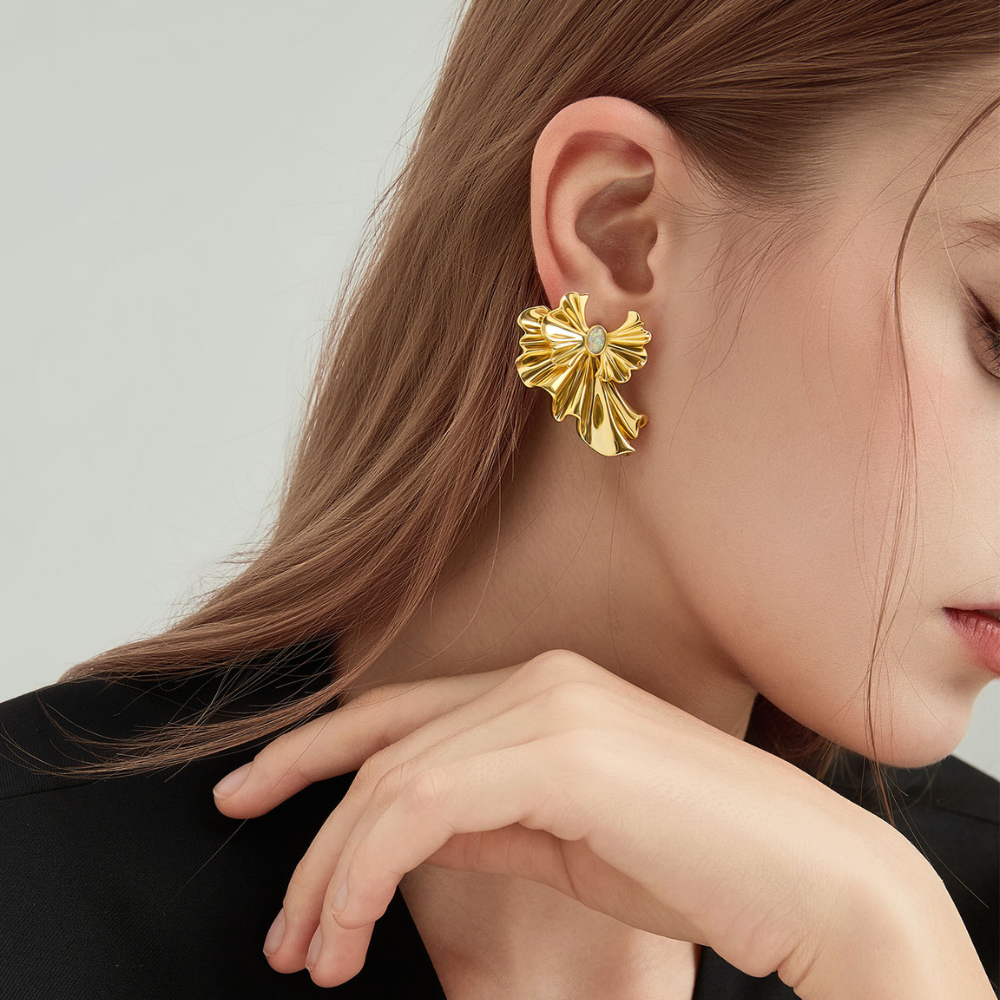 Gold Ginkgo Leaf Earrings