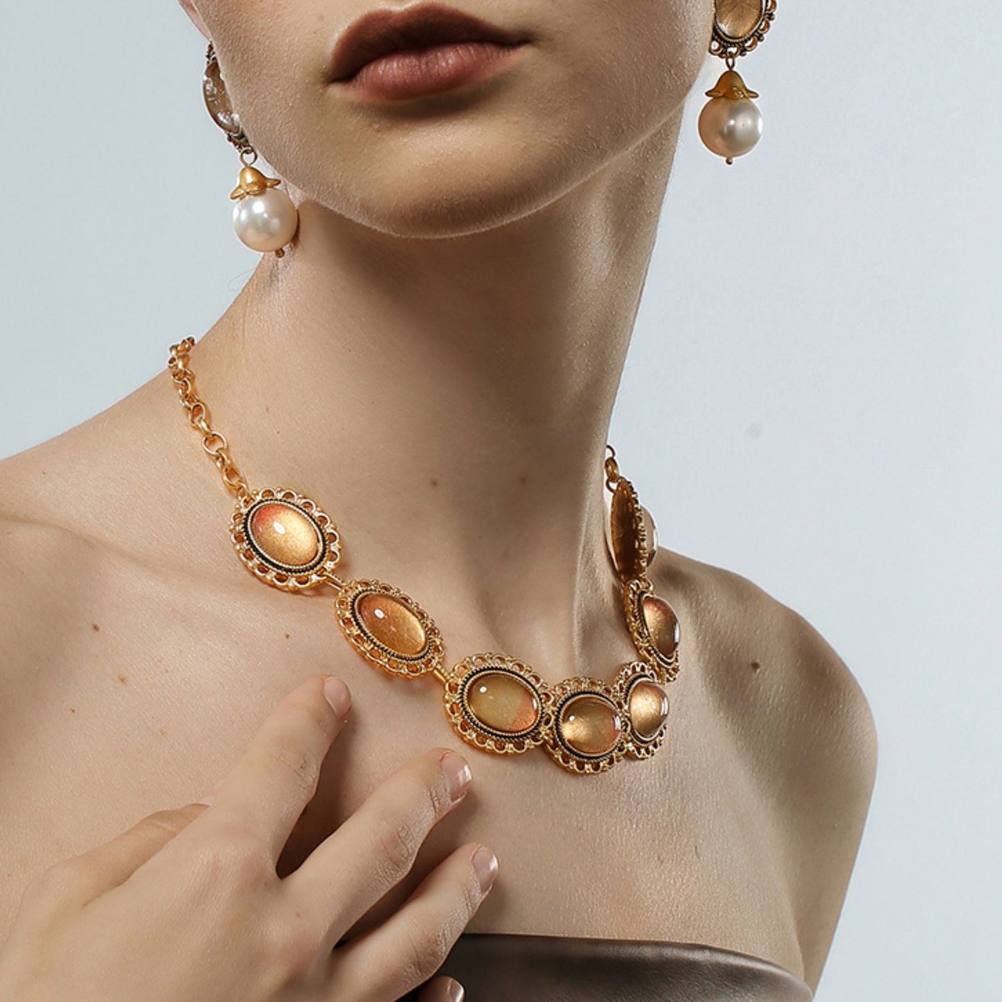 Vintage Lustrous Glazed Orb Necklace