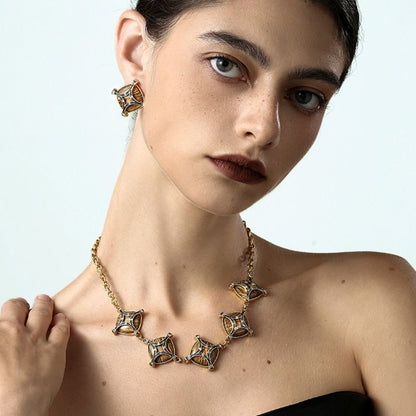 Vintage Cross Lattice Chrysoberyl Necklace