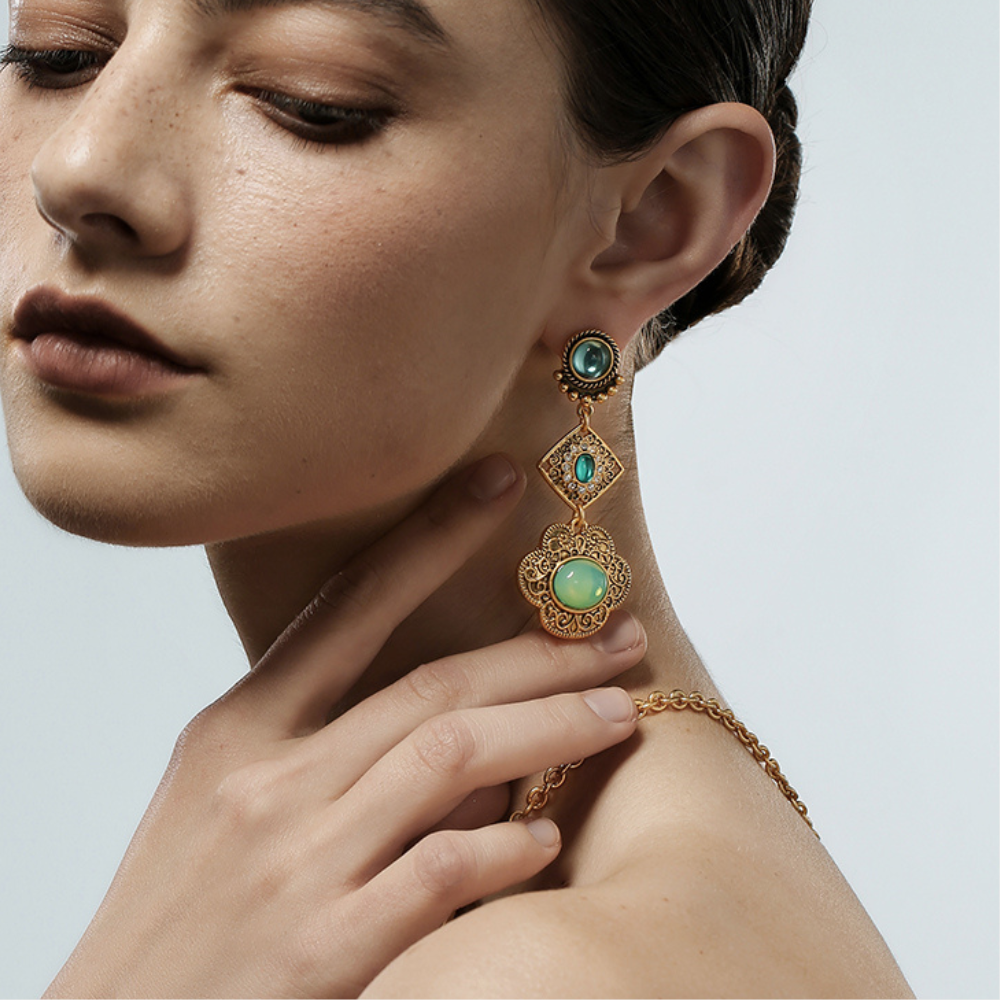 Vintage Green Gem Earrings