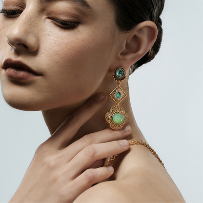 Vintage Green Gem Earrings
