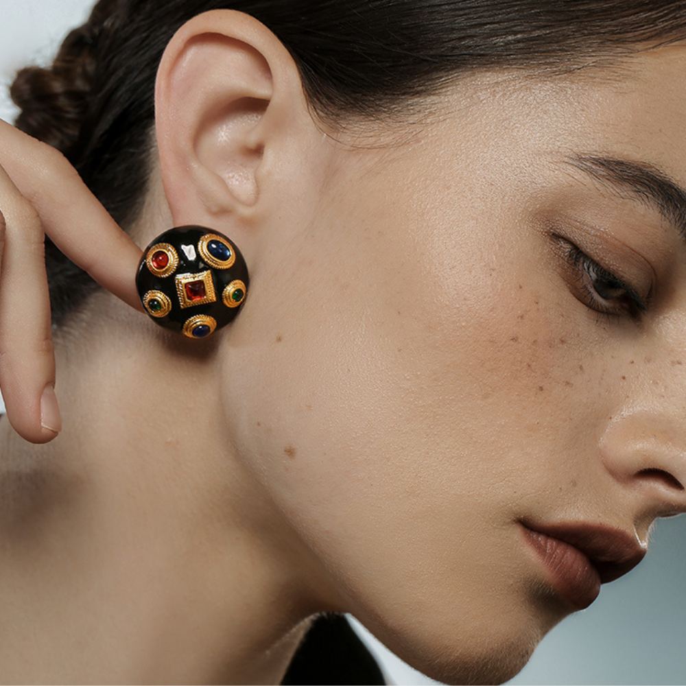 Vintage Gem Dome Earrings