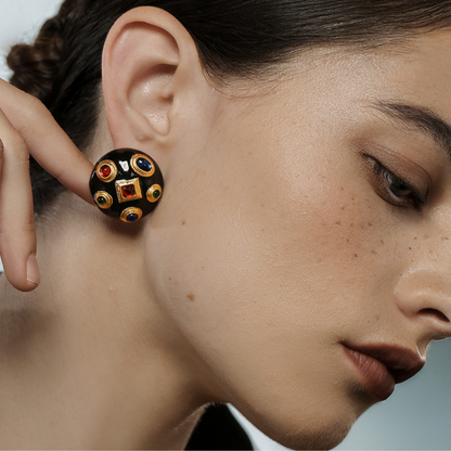 Vintage Gem Dome Earrings