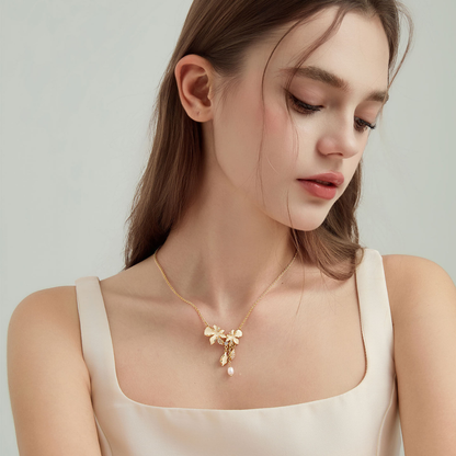 White Iris Flower Necklace