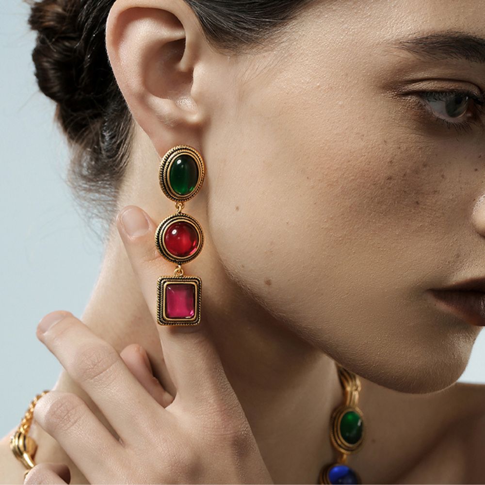 Vintage Scarlet Dangle Earrings