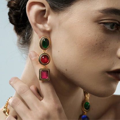 Vintage Scarlet Dangle Earrings