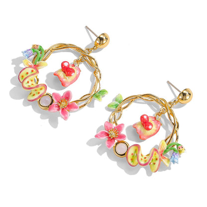 Tropical Blossom Hoop Earrings