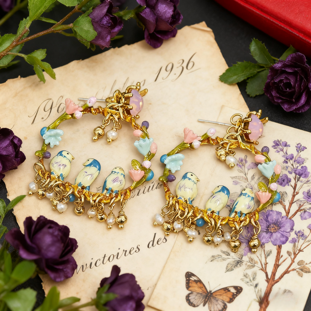 Birds Hoop Earrings