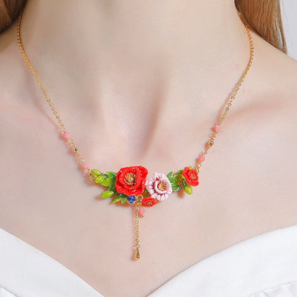 Corn Poppy Necklace