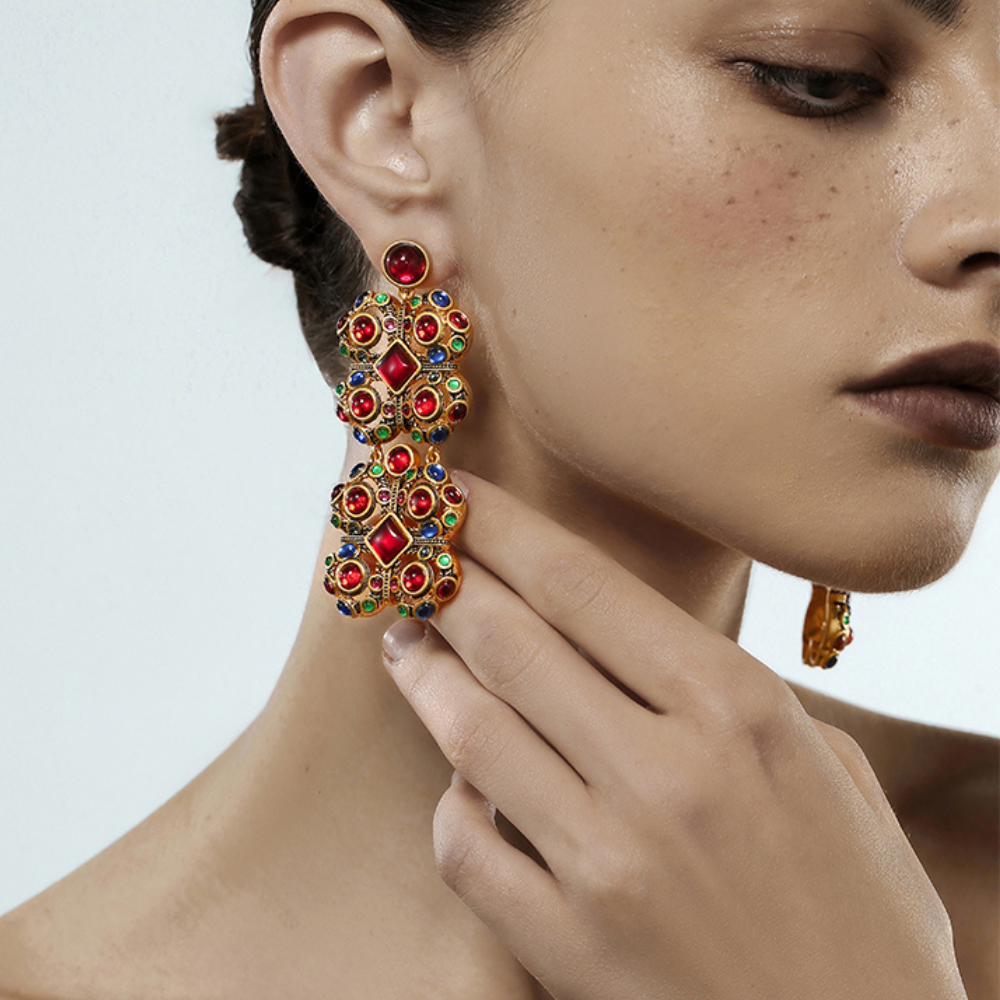 Vintage Scarlet Drop Earrings