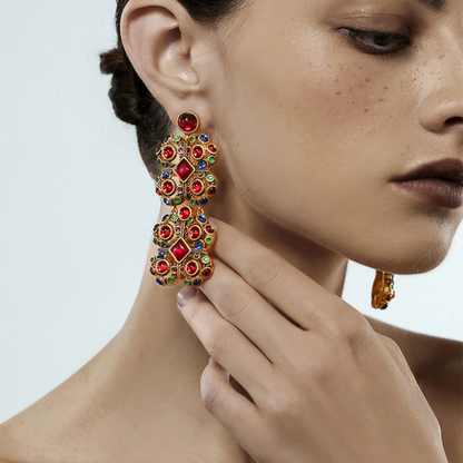 Vintage Scarlet Drop Earrings
