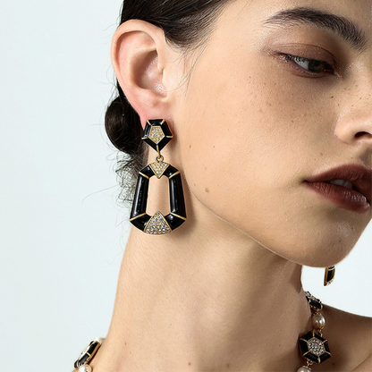 Vintage Noir Geometric Hoop Earrings