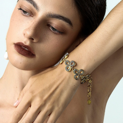 Vintage Triple Petal Charm Bracelet