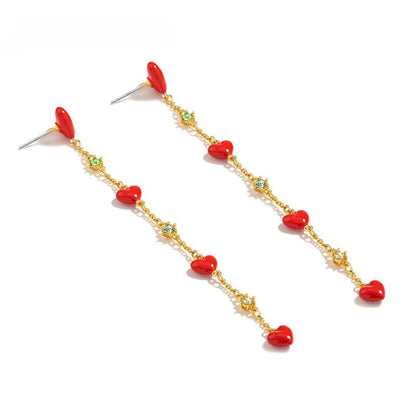 Red Heart Drop Earrings