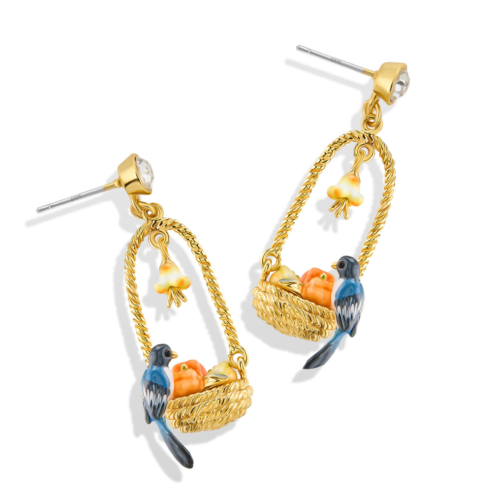 Persimmon Magpie Hoop Earrings