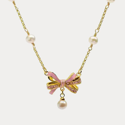 Butterfly Knot Pearl Necklace