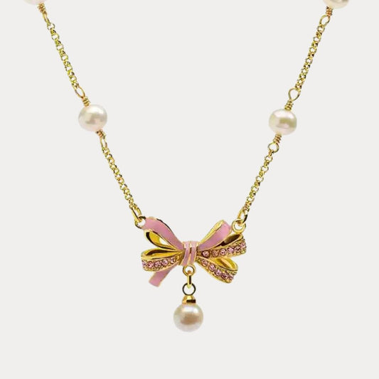 Butterfly Knot Pearl Necklace