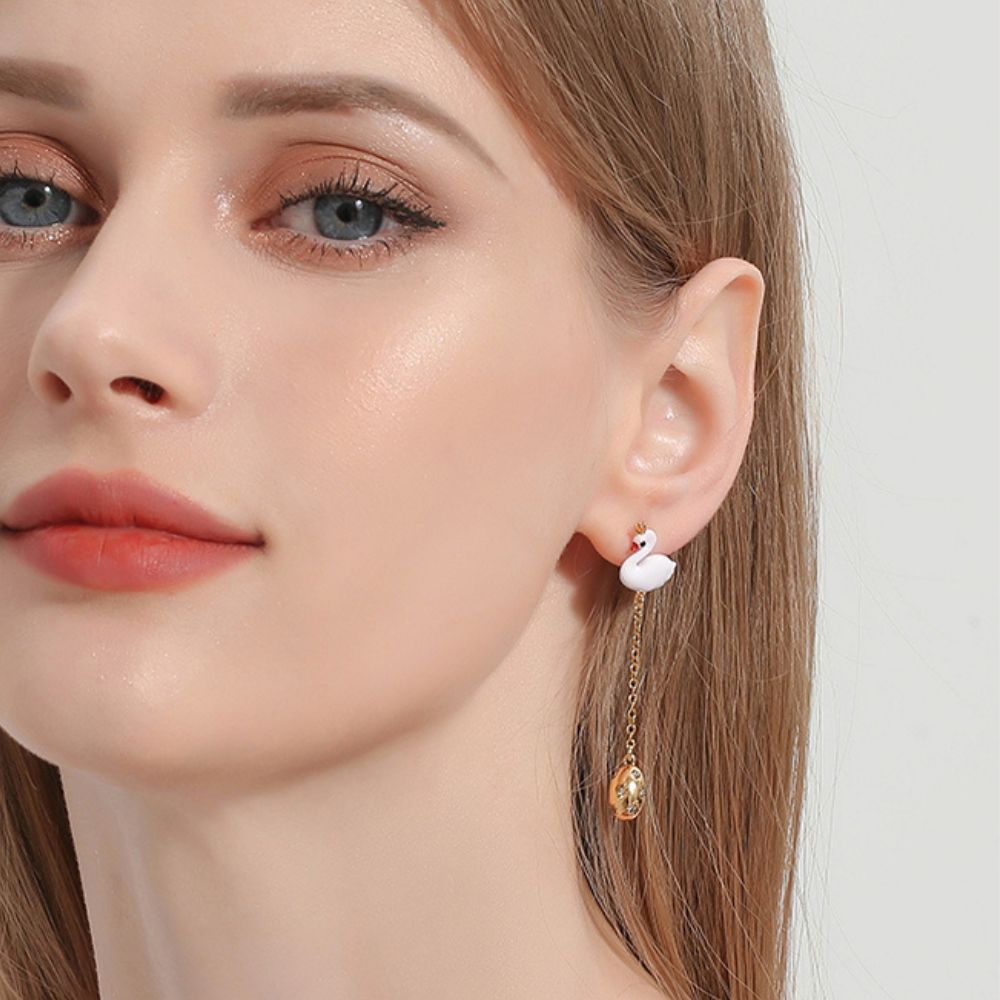 Swan Drop Earrings