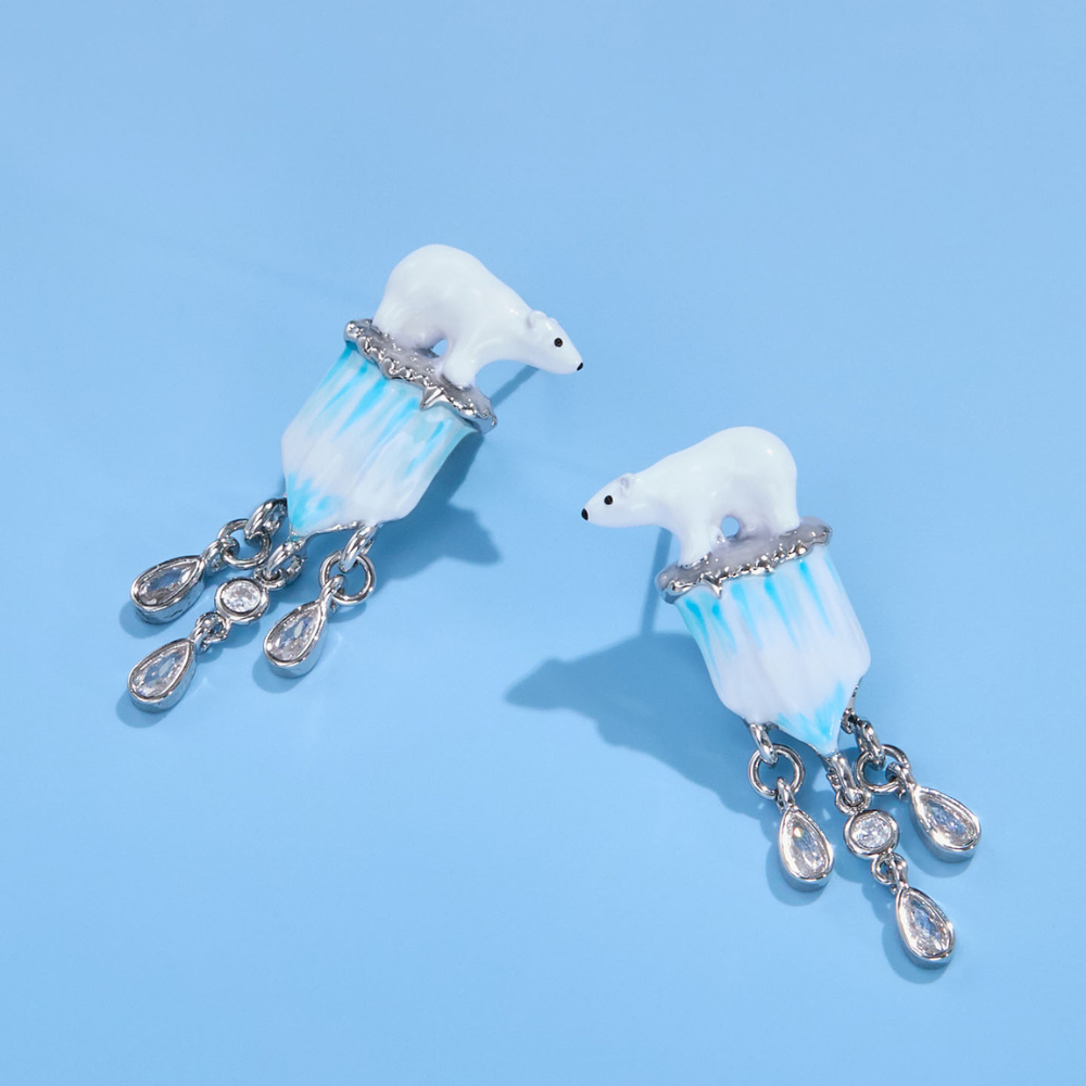 Polar Bear Tassel Earrings