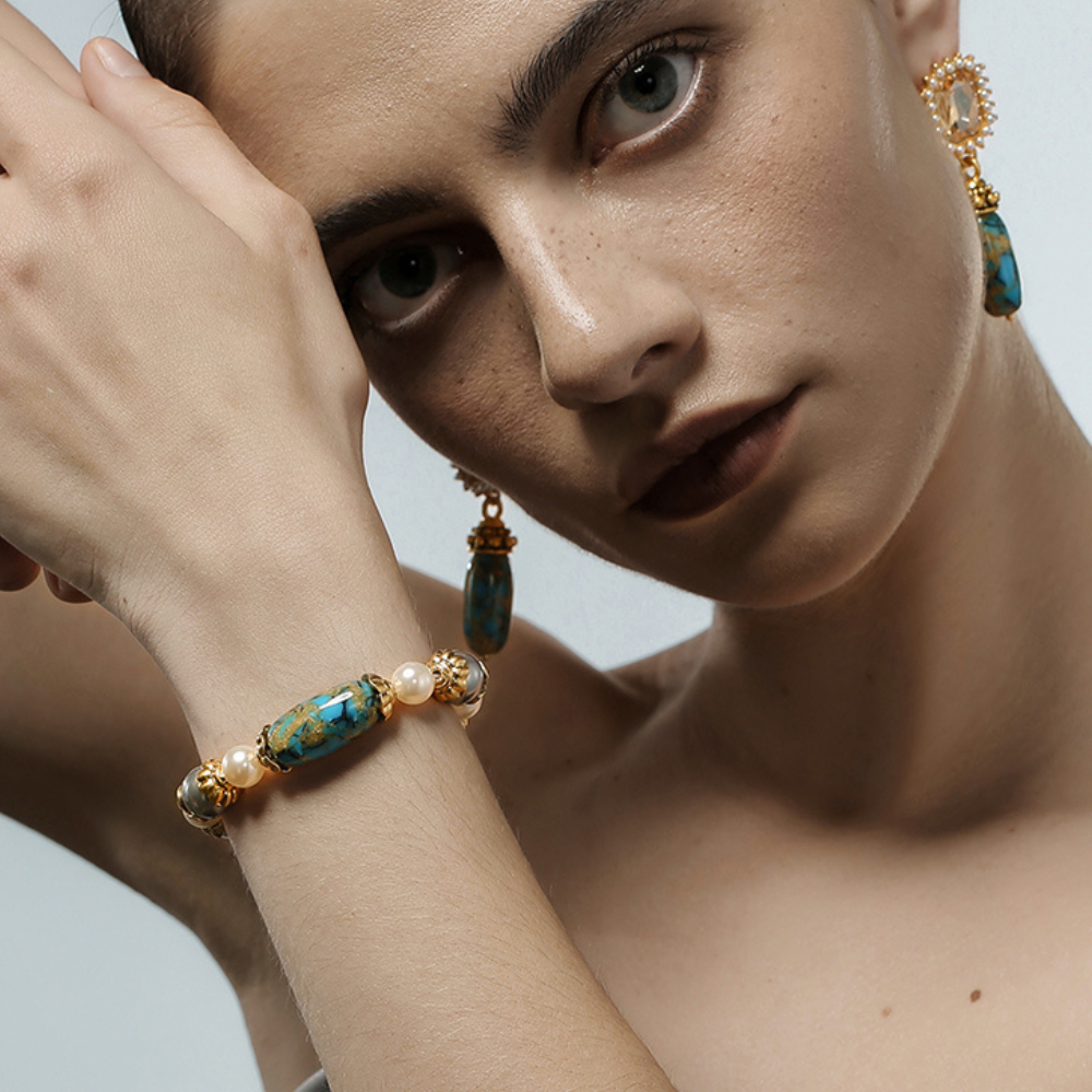 Vintage Ocean Gem Beaded Bracelet