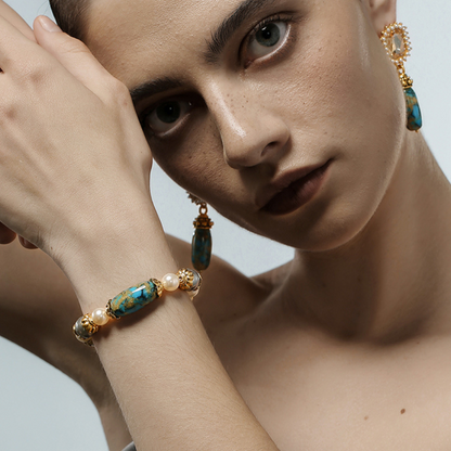 Vintage Ocean Gem Beaded Bracelet